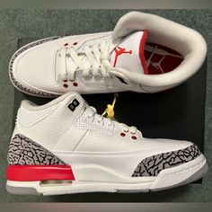 Air Jordan 3 Retro Bg Size 6.5 Youth (Will Fit Size 8 In Women) White/ Fire Red-Cement Grey Deadstock Nike *No Offers Below $250 Nike Shoes Air, Jordan 3 Retro, Air Jordan 3 Retro, Modern Shoes, Cement Gray, Shoes Air, Air Jordan 3, Jordan 3, Red Fire