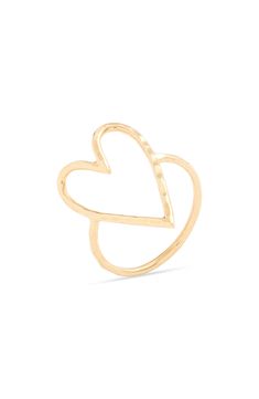 A hammered open heart brings tactile romance to this everyday ring forged from 18-karat gold vermeil. 1/2"W x 7/8"L setting Sterling silver/18k-gold plate Made in the USA Love Heart Ring, Boy Activewear, Wedding Engagement Gifts, Everyday Ring, Walker Shoes, Everyday Rings, Mens Eyewear, Maternity Shops, Open Heart