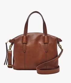 Fossil Purse, Brown Satchel, Brown Leather Handbags, Fossil Watches, Fossil Handbags, Fossil Bags, Leather Satchel, Crossbody Strap, Leather Handbag