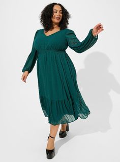 Tea Length Clip Dot Open Back A-Line Dress Dress Images, Torrid Dresses, Plus Size Womens Clothing, Best Wear, Tea Length, Pleated Dress, Skater Dress, Chiffon Dress, Woven Fabric