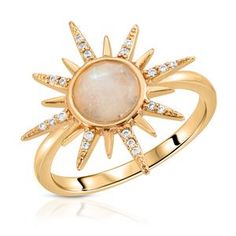 Gemstone Starburst Ring - Moonstone – Elizabeth Stone Starburst Minis, Ring Pops, Elizabeth Stone, Starburst Ring, Other Worldly, 14k Gold Plated Jewelry, Gemstone Jewellery Design, Ring Pop, Ring Moonstone