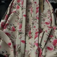 Pink Floral Beautiful Backpack Spring Backpack Shoulder Bag With Zipper, Spring Floral Print Backpack For Everyday Use, Floral Print Backpack For Everyday Use In Spring, Spring Backpack With Floral Print For Everyday Use, Trendy Spring Backpack, Spring Standard Backpack With Adjustable Strap, Spring Floral Print Backpack For Daily Use, Spring Floral Print Casual Backpack, Floral Print Backpack For School In Spring