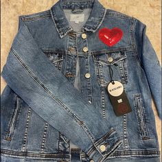 Simple And Elegant Jean Jacket With Red Sequin Heart Fall Long Sleeve Heart Print Outerwear, Casual Long Sleeve Heart Print Outerwear, Trendy Winter Outerwear With Heart Print, Casual Spring Outerwear With Heart Print, Casual Heart Print Outerwear For Spring, Red Denim Trendy Outerwear, Red Trendy Denim Outerwear, Customised Denim Jacket, Valentine Day Week