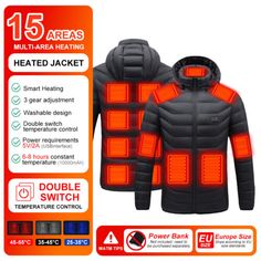 Great shopping ideas for 15 Areas Heated Warm Jacket Winter Warm Electric USB Heating Coat Thermal Unisex, Womens jacket Winter Outdoor Sport Coat With Long Sleeves, Winter Sport Coat For Cold Weather With Long Sleeves, Winter Sport Coat With Long Sleeves For Cold Weather, Winter Long Sleeve Sport Coat For Cold Weather, Fitted Hooded Jacket For Outdoor In Fall, Fitted Sport Coat For Winter Cold Weather, Fitted Casual Winter Windbreaker, Fitted Winter Windbreaker For Outdoor Use, Fitted Hooded Outerwear For Outdoor