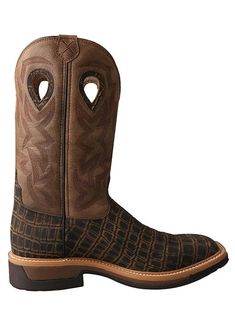 Twisted X Men's Caiman Print Square Alloy Toe Work Boots MLCA003 – Painted Cowgirl Western Store Rodeo Boots, Western Work, Twisted X Boots, Roper Boots, Leather Craftsmen, Work Boots Men, X Man, Work Boot, Ankle Support