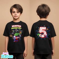 💖WELCOME TO MY STORE💖 Custom t-shirts for all occasions, we can capture all your ideas on t-shirts for birthdays, parties and family trips. ✨ Product details ✨🌬️ Fabric and comfort: Our products are made with breathable, comfortable and somewhat elastic materials. 🌞 Occasion: We have t-shirts for all seasons of the year, short sleeves, 3/4 sleeves and long sleeves we can customize them for any occasion such as birthdays, holidays, trips, theme parties and much more, you can send us the desig Birthday Black T-shirt With Cartoon Print, Customizable Short Sleeve Top For Party, Birthday Shirt With Cartoon Print And Short Sleeves, Birthday Short Sleeve Shirt With Cartoon Print, Themed Character Print Birthday Tops, Black T-shirt With Character Print For Birthday, Spidey And Friends Party, Spidey Birthday, Family Trips