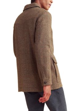 A soft and warm wool blend with a hint of durable nylon elevates this charming overcoat with versatile appeal. 31 1/2" length Front button closure Spread collar Front button-flap patch pockets Lined 75% wool, 25% nylon Dry clean Imported Winter Wool Sport Coat With Patch Pockets, Wool Sport Coat With Patch Pockets For Winter, Beige Long Sleeve Tweed Jacket With Patch Pockets, Casual Beige Tweed Jacket With Pockets, Fall Sport Coat With Lapel Collar And Welt Pockets, Winter Tweed Outerwear With Welt Pockets, Brown Wool Outerwear For Outdoor, Tweed Outerwear With Welt Pockets For Winter, Wool Outerwear With Patch Pockets For Winter