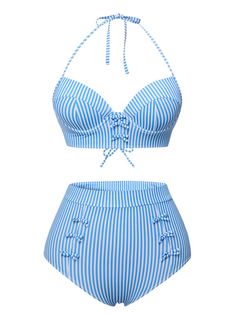 Kpop Swimsuit, Fitted Retro Blue Swimwear, Blue Fitted Retro Swimwear, Retro Fitted Blue Swimwear, Vintage Blue Swimwear For Summer, Retro Blue Lined Swimwear, Vintage Blue Swimwear For The Beach, Retro Blue Swimwear For Spring, Vintage Swimwear 1950s