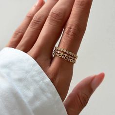 This sternity stacking ring features interchanging Opal and CZ crystals. It's the perfect addition to your ring stack. Gold Vermeil White Zirconia Band Width 0.1in(2.5mm) #R138-G6 Ring Stack Gold, Rings Everyday, Beaded Stacking Rings, Stackable Rings Silver, Stacking Bands, Ring Stack, Gold Ring Stack, Everyday Rings, Handcrafted Rings