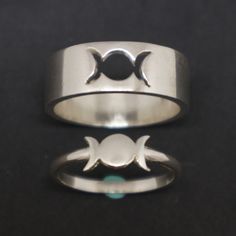 "Triple Goddess Moon Couple Ring Set. Matching Ring. You may get the rings in a set of two or as in one ring. You can also write your ring sizes on both ring in the order detail section upon purchase. Base Material: 925 Sterling Silver Men Ring Depth: 9mm (Approximately) Women Ring Depth: 5mm (Approximately) Metal Stamped: 925 Thickness: 1.5mm Ring Size: We can make from US 4 - 14. We accept half-size. Please state after order. SPECIAL ANNOUNCEMENT 1. Please visit https://www.etsy.com/shop/yhtan Adjustable Moon Phase Jewelry For Promise, Minimalist Sterling Silver Moon Phase Ring, Sterling Silver Moon Phase Jewelry For Promise, Silver Symbolic Midi Rings For Wedding, Symbolic Moon-shaped Adjustable Rings, Minimalist Moon Phase Jewelry For Wedding, Minimalist Moon Phase Wedding Jewelry, Sterling Silver Moon Phase Wedding Ring, Minimalist Adjustable Moon Phase Rings