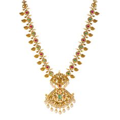 Virani Jewelers presents this majestic 22k gold necklace and earring set, a testament to their reputation of exquisite Indian gold jewelry. Adorned with a captivating array of gemstones, including emeralds and rubies, this 22k gold necklace and earring set exudes opulence. The harmonious fusion of traditional Indian design elements and 22k gold brilliance transforms this gold necklace and earring set into a wearable art, celebrating the rich cultural heritage of India. Features • 22k yellow gold 22k Gold Multi-stone Temple Jewelry Necklace, 22k Gold Multi-stone Temple Necklace, 22k Gold Multi-stone Necklace, Traditional Yellow Gold Multi-stone Necklace, Traditional 22k Gold Multi-stone Necklaces, Traditional Multi-stone 22k Gold Necklace, Elegant Gold Multi-stone Temple Necklace, Festival 22k Gold Multi-stone Jewelry, Gold Multi-stone Temple Jewelry Bridal Necklace