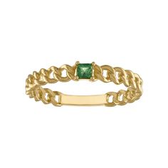 Complement your elegant style with this Tiara 10k Gold Emerald Curb Link Ring. Click on this JEWELRY & WATCHES GUIDE to learn about fit, styles, materials and more! Complement your elegant style with this Tiara 10k Gold Emerald Curb Link Ring. Click on this JEWELRY & WATCHES GUIDE to learn about fit, styles, materials and more! FEATURES Width: 3 mm Nickel free Metal: 10k gold Finish: polished Packaging: boxedSTONE DETAILS Stone type: emerald Center stone size: 2.5 mm Shape: princess cut Setting: Formal Yellow Gold Stackable Birthstone Ring, Formal Stackable Round Cut Emerald Ring, Formal Stackable Emerald Jewelry, Formal Emerald Stackable Jewelry, Formal Stackable Emerald Birthstone Ring, Gold Stackable Emerald Ring For Formal Occasions, Formal Emerald Stackable Birthstone Ring, Formal Stackable Emerald Ring With Diamonds, Classic Formal Stackable Birthstone Ring