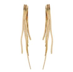 "Add a sleek and modern touch of glamour to your holiday ensembles with these stunning minimalist skinny gold tassel earrings. These earrings feature delicate gold chains that gracefully cascade and catch the light, making them the perfect festive accessory. -3.5\" Drop -Lightweight" Gold Tassel Earrings, Statement Hoop Earrings, Brown Gemstone, Jewelry Candles, Statement Drop Earrings, Hammered Gold, Bow Earrings, Bridal Gifts, Gold Pearl