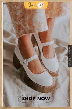 Platform Mary Jane Flats Wood Platform Heels, White Loafers, Cutout Heels, Chunky Heel Pumps, Country Boots, Platform Mary Janes, Strap Wedge, Chunky Heels Sandals, Mary Jane Flats