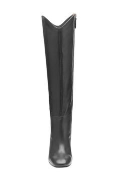 A wrapped block heel lifts this knee-high boot fashioned from supple napa leather with a TRUEFOAM-cushioned footbed and full-length side-zip closure. 3 1/4" heel (size 7) 16" shaft Inset side-zip closure Cushioned footbed Leather upper and lining/synthetic and rubber sole Imported Leather Over The Knee Platform Boots For Evening, Sleek Leather Over-the-knee Heeled Boots, Tall Leather High Shaft Heeled Boots, Sleek Leather Over-the-knee Boots, Leather Knee-high Boots With Stacked Heel, Chic Calf Leather Over-the-knee Heeled Boots, Chic Over The Knee Calf Leather Heeled Boots, Luxury Leather Over-the-knee Boots, Sleek Leather Knee-high Boots With Block Heel