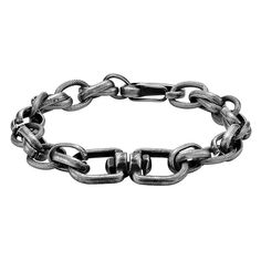 Add a touch of edge to your wardrobe with this men's LYNX gunmetal gray ion plated chain bracelet. Add a touch of edge to your wardrobe with this men's LYNX gunmetal gray ion plated chain bracelet. Length: 8.5 in. Chain type: link Metal: stainless steel Plating: gunmetal gray ion plated Finish: antiqued, polished Packaging: boxed Size: 8.5". Gender: male. Age Group: adult. Modern Gunmetal Chain Bracelet With Solid Link Construction, Modern Gunmetal Chain Bracelet, Metal Link Bracelets With Oxidized Finish, Black Metal Chain Bracelet With Oxidized Finish, Black Oxidized Metal Chain Bracelet, Oxidized Metal Chain Bracelet With Oval Links, Gunmetal Chain Link Bracelet, Gunmetal Link Chain Bracelet, Gunmetal Metal Chain Bracelets