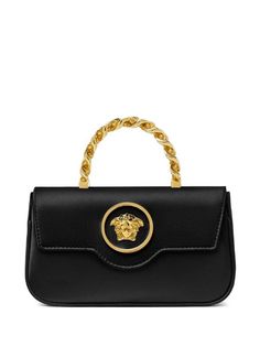 Versace La Medusa Foldover Shoulder Bag - Farfetch Evening Bags With Logo Hardware And Double Handle, High-end Bags With Chain Strap And Top Handle, Luxury Bags With Chain Strap And Top Handle, Luxury Top Handle Bag With Chain Strap, High-end Gold Flap Bag With Gold-tone Hardware, Designer Shoulder Bag With Chain Strap And Top Handle, Luxury Shoulder Bag With Chain Strap And Top Handle, Designer Top Handle Shoulder Bag With Chain Strap, High-end Evening Flap Bag With Gold-tone Hardware