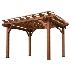 an outdoor wooden pergoline structure on a white background