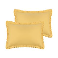 two yellow pillows with ruffled edges