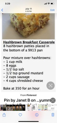 Quiche Recipes Breakfast, Hashbrown Breakfast, Breakfast Recipies, Breakfast Quiche Recipes, Hashbrown Breakfast Casserole, Breakfast Casserole Easy, Food Breakfast