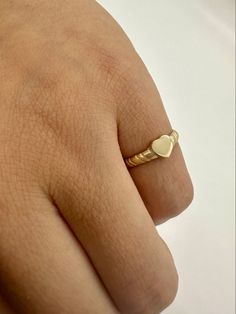 Gorgeous 14K Solid Gold Heart Ring with stardust details on the sides. Small Heart Ring, Dainty Heart Ring With Heart Charm, 14k Gold Stackable Rings With Heart Charm For Gift, Dainty 14k Gold Ring With Heart Charm, Dainty Stackable Heart Ring For Valentine's Day, Cute Gold Rings For Valentine's Day, Dainty Valentine's Day Stackable Heart Ring, Heart-shaped 14k Gold Stackable Promise Rings, Fine Jewelry Heart Ring With Charm For Promise