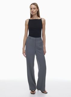 AGENCY PANT - High-waisted crepe pants Elegant Wide-leg Pants With 4-way Stretch, Elegant High-waisted Stretch Pants, Elegant High-waisted 4-way Stretch Pants, Elegant Fitted Pantsuit With Tapered Leg, Elegant 4-way Stretch Straight Pants, Workwear Dress Pants With 4-way Stretch In Straight Cut, Workwear Dress Pants With 4-way Stretch And Straight Fit, Tapered Leg Pantsuit With Pressed Crease For Work, Timeless Fitted Straight Leg Bottoms