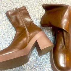 Midi Boots Leather Brown Size 8.5 Midi Boots, Dolce Vita Booties, Wide Calf Riding Boots, Stacked Heel Boots, Leather Cowgirl Boots, Sam Edelman Boots, Waterproof Leather Boots, Harley Davidson Boots, Black Cowboy Boots