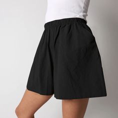 Plus Size Loose Casual Solid Color Wide Leg Short Pant Versatile Solid Color Short Leg Bottoms, Solid Non-stretch Shorts, Solid Casual Pants With Built-in Shorts, Solid Pull-on Style Bottoms For Day Out, Solid Color Pull-on Bottoms For Day Out, Pants With Built-in Shorts And Loosely Fitted Hips, Stretch Solid Color Short Leg Bottoms, Stretch Wide Leg Shorts, Solid Color Wide Leg Pants With Built-in Shorts