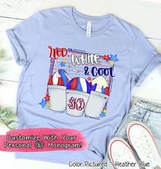 Snow Cone Monogram Shirt, Personalized 4th of July Shirt, Independence Day Shirt, American Flag Shirt, Red White Blue Shirt,Freedom T Shirt ✨Celebrate the USA in this Sweet Red White & Cool Patriotic Snow Cone Graphic Tees! Accented with your personal monogram, this T Shirt makes the perfect gift Patriotic Red Pre-shrunk Shirt, 4th Of July Blue Cotton Shirt, Blue Memorial Day Shirt With Letter Print, Blue Cotton Patriotic Shirt, Blue Cotton Shirt For 4th Of July, Blue Cotton Shirt For Memorial Day, Red Cotton Shirt For Memorial Day, Blue Patriotic Shirt For Labor Day, Patriotic Blue Shirt For Labor Day