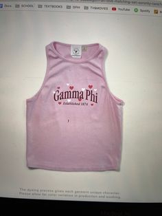 Cute Sleeveless Crop Top With Letter Print, Pink Letter Print Tank Top, Cute Crew Neck Tank Top With Letter Print, Cute Sleeveless Tops With Letter Print, Cute Sleeveless Letter Print Tops, Casual Pink Racerback Top, Cute Pink Letter Print Tank Top, Pink Graphic Print Racerback Top, Spring Pink Letter Print Tank Top