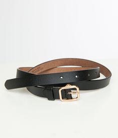 Black Skinny Leatherette Belt - Unique Vintage - Womens, ACCESSORIES, BELTS Stand Out From The Crowd, Trendy Accessories, The Gold, Black Skinnies, Black Belt, Unique Vintage, Buckle, High Quality, Gold