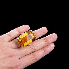 Large 75 Carat Citrine Art Deco Styled Ring – TMW Jewels Co. Step Cut, Ruby Diamond, White Gold Ring, Baguette Diamond, Pink Sapphire, Art Deco Fashion, Round Brilliant, Precious Metals, Citrine