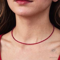 This red spinel dainty choker is fun and easy to wear and match with any outfit. They can express your style, mood, or personality in a subtle and charming way. It is perfect for anyone who loves minimalist style, natural stones. It is a unique and meaningful gift for yourself or someone special. You can wear it by itself or mix it with other necklaces for a fun and trendy look. If you have a large demand of the stone beads or necklace, please feel free to contact us for details. - Material : ab Trendy Red Choker For Party, Trendy Red Party Choker, Trendy Red Beaded Necklace For Party, Trendy Red Choker As Gift, Trendy Red Round Bead Necklaces, Trendy Red Necklaces With Round Beads, Trendy Red Round Beads Necklace, Red Ruby Choker Jewelry, Red Adjustable Dainty Necklace