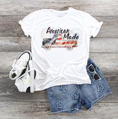 American Made Shirt,America shirt,USA shirt,July 4 shirt,truck Shirt,firework Shirt,usa,July 4,stars and stripes,red,white,blue,america T-shirts are decorated in Bella+Canvas 90% polyester Available Styles: * Unisex - Crew Neck - - - - - - - - - - - - - - - - - - - - - - - - - - - - - - - - - - - - - - - - - - - - - - - - - - - - - - Men's Crew---------XS---S----M----L----XL---2XL--3XL--4XL BODY LENGTH-----27---28--29---30---31---32---33----34 BODY WIDTH------34---38--41---44---48---52---56----6 Truck Shirt, Truck Shirts, Fourth Of July Shirts, Usa Shirt, Gifts For New Dads, Cute Fall Outfits, July 4, Stars And Stripes, American Made