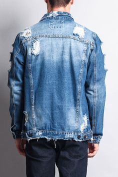 The classic denim jacket is here for a comeback! Now offered in distressed wash, this will be your new go-to outerwear that looks great on it's own, or layered over a hoodie. 100% Cotton Machine-wash cold inside out Imported Faded Cotton Outerwear With Frayed Hem, Fall Distressed Denim Vest, Distressed Washed Blue Denim Jacket, Washed Blue Distressed Denim Jacket, Distressed Denim Blue Vest For Fall, Faded Cotton Denim Jacket With Frayed Hem, Acid Wash Distressed Cotton Outerwear, Distressed Acid Wash Cotton Outerwear, Faded Denim Jacket With Frayed Hem