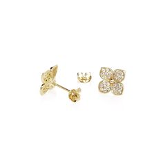 Add a touch of elegance to your ensemble with these chic and fashionable white diamond earrings. Crafted in 14K yellow gold, these trendy earrings feature a stunning flower design. Weighing just 1.2 grams, they are lightweight and comfortable to wear. Perfect for any occasion, these earrings are a must-have accessory. Luxury 14k Gold Flower Shaped Earrings, Luxury 14k Gold Flower-shaped Earrings, Formal Flower Shaped Diamond Earrings In 14k Gold, Formal 14k Gold Diamond Earrings In Flower Shape, Formal 14k Gold Diamond Earrings With Flower Shape, Formal 14k Gold Flower-shaped Diamond Earrings, Luxury Cubic Zirconia Flower Earrings, Luxury Gold Diamond Earrings In Flower Shape, Luxury Gold Diamond Flower-shaped Earrings