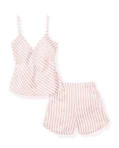 Women's Silk Cami Short Set in Pink Stripe Striped Spring Sleepwear For Bedtime, Spring Striped Sleepwear For Bedtime, Striped Sleepwear For Summer Sleepover, Spring Striped Sleepwear For Loungewear, Striped Sleepwear For Spring Loungewear, Striped Sleepwear For Spring Sleepover, Striped Sleepwear For Summer Loungewear, Luxury Sleepwear, Loungewear Fashion