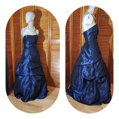 Stunning vintage ball gown  Strapless Lace-up back  Lined , bonned and tulle for fullness  Size L ( see measurements on photo please and compare the measurements with one of your own clothing) Great vintage condition Evening Strapless Ball Gown With Corset Back, Blue Evening Dress With Corset Back For Wedding, Blue Wedding Evening Dress With Corset Back, Strapless Fitted Ball Gown With Ruched Bodice, Blue Ball Gown With Corset Back For Prom Season, Blue Ball Gown With Corset Back For Prom, Fitted Strapless Ball Gown With Corset Back, Fitted Strapless Ball Gown With Lined Bodice, Fitted Strapless Ball Gown With Boned Bodice