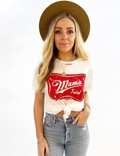 Country Deep Mama Tried Distressed unisex T-shirt Feel the vintage 70's vibes in our vintage-inspired mama Tried distressed Boy friend T-shirt -