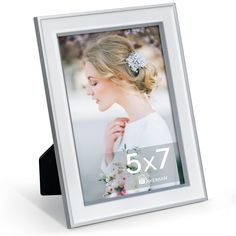 a 5x7 photo frame with a woman's profile in the middle and text that reads, 5x7