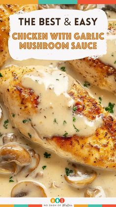 Chicken with Garlic Mushroom Sauce Savory Meals Dinners, Chicken And Mushroom Recipes, Garlic Mushroom Sauce, Chicken With Mushrooms, Chicken With Garlic, Potatoes Easy, Chicken Enchilada Soup, Enchilada Soup, Garlic Mushrooms