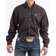 Cinch Solid Black Button Down MEN - Clothing - Shirts - Long Sleeve Shirts CINCH Cinch Jeans, Black Button Down Shirt, Rodeo Shirts, Extra Long Sleeves, Feeling Good, Create Outfits, Looking Good, Western Shirts, Western Outfits