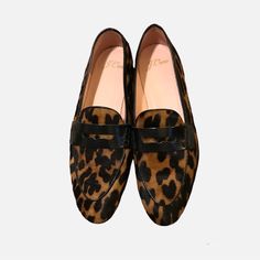 J. Crew Animal Print Academy Calf Hair Penny Loafers Classic Leopard Print That Gives You A Cute Print That Could Still Be Considered A Neutral Wear To Work, College, School, Errands, Fun Activities, All Season But Seem To Fit The Best For Autumn/ Fall Leather Lining These Appear To Be Unworn With Manufacturer Sticker Still Affixed To The Bottom Of The Shoe Classic Everyday Go To Shoe Made In Morocco Brown Flats For Business In Fall, Brown Business Flats For Fall, Brown Flat Loafers For Fall, Leopard Print Leather Loafers For Fall, Leopard Print Leather Loafers For Work, Fall Leopard Print Leather Loafers, Chic Brown Loafers With Almond Toe, Chic Brown Closed Toe Loafers, Chic Brown Loafers For Work