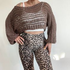 Mocha Brown Crochet Crop Sweater READY TO SHIP The perfect light weight sweater to throw on after a yoga / gym session to do errands Layer over a long sleeve for cold months Super cute beach cover for breezy days Stitch by Stitch teaches patience and appreciation 100% HANDMADE by yours truly in a smoke free and pet free home studio Thank you for stopping by today! Many hugs, KeKe Samik Please feel free to message me for more colors and sizes Custom Order ( please allow 1 week before shipping ) H Fall Open Knit Cropped Sweater, Stretch Cropped Open Knit Sweater, Fall Cropped Open Knit Crop Top, Fitted Open Knit Cropped Sweater For Fall, Open Knit Crop Top For Fall, Fall Cropped Open Knit Crochet Top, Crochet Cropped Sweater For Fall, Cropped Crochet Sweater For Fall, Stretch Knit Crochet Top For Fall