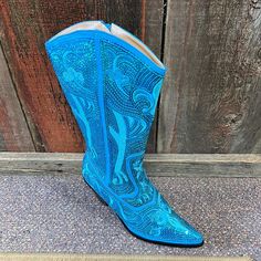 Wow! So Pretty! Brand New, Never Worn! Fits True To Size. Whole Sizes Only. Lined Poly Urethane With Sequins Shaft Measures Approximately 13 From Arch Platform Measures Approximately .25" Heel Measures Approximately 3.25" Side Zipper Western Turquoise Boots For Spring, Turquoise Western Boots For Spring, Blue Fitted Snip Toe Boots, Fitted Blue Snip Toe Boots, Western Blue Boots For Spring, Blue Western Boots With Round Toe, Western Blue Boots With Round Toe, Fitted Blue Boots With Round Toe, Blue Western Party Boots