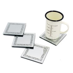 PRICES MAY VARY. This Set of 4 sparkling Square glass coaster consists of a mirror effect and decorative crushed diamonds. Delicate mirror-designed coasters bring optical reflections, and decorative crushed diamonds fill the space with sparkle. The perfect size 4 inch mirror coaster is a bar table, kitchen countertop, or any table top decoration, the back is made of soft felt material, will not scratch the table top, and anti-slip effect is good. Mirror coasters provide a relaxing moment at a pa Mirror Coasters, Bar Dining Table, Crushed Diamonds, Glass Coaster, Relaxing Moments, Entertainment Bar, Mirror Effect, Table Kitchen, Cup Mat