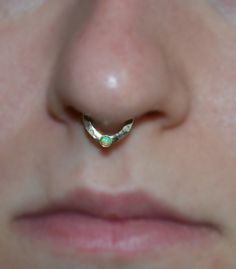 Gold Septum Ring, Opal Septum, Gold Septum, Septum Hoop, Opal Nose Ring, Tragus Jewelry, Red Opal, Helix Earring, Septum Jewelry