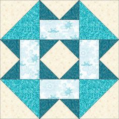 a blue and white quilted block with an intricate design on the center, in two rows