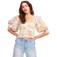 Women`s Billabong Feeling Groovy Puff Sleeve Crop Top