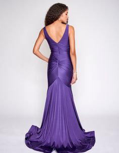 Nina Canacci 7503 Ruched Waistline Long Evening Gown in a criss cross fashion with wide straps and a v neckline Fitted V-neck Evening Dress With Ruched Back, Prom Evening Dress With Ruched Bodice And V-neck, V-neck Gown With Ruched Bodice For Formal Occasions, Ruched V-neck Prom Evening Dress, Formal V-neck Gown With Ruched Bodice, Fitted V-neck Gown With Pleated Bodice, V-neck Dress With Ruched Back And Fitted Bodice, V-neck Maxi Dress With Ruched Back For Gala, Purple Gown With Fitted Bodice V-neck